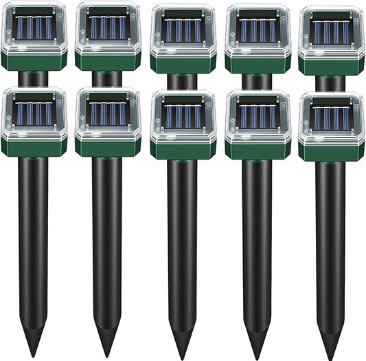 Mole Repellent 10Pack Solar-Powered Snake Repellent Outdoor, Gopher Repellent for Lawn Garden Yard, Mole and Vole Repeller Waterproof, Effectively Repels Gophers Snake