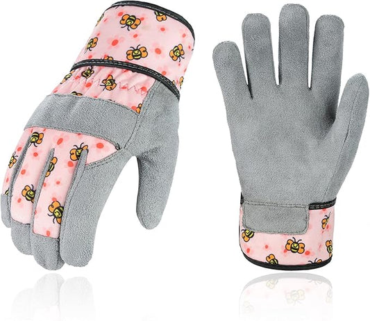 Vgo... 1-Pair Age 3-4 Kids Gardening Gloves,Children Yard Work Gloves,Soft Safety Outdoor Playing Gloves(Size XS, Blue Plane, KID-MF3561)