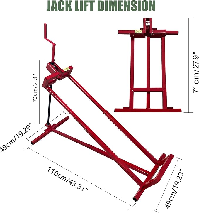 Lawn Mower Lift Jack, 890 Lbs Capacity Telescopic Maintenance Jack with Manual Handle & Power Tool Extension Handle,Adjustable Height-Lawn Mower Lift Table for Garden Tractors/Riding Lawn Mower