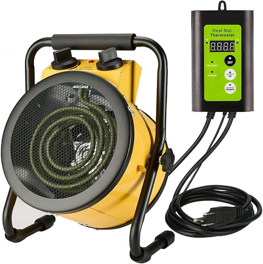 Greenhouse Heater with Digital Thermostat, 1500W Electric Outdoor Heaters for Patio, Fast Heating, Overheat Protection, Dustproof Design for Grow Tent, Green House, Flower Room, YE