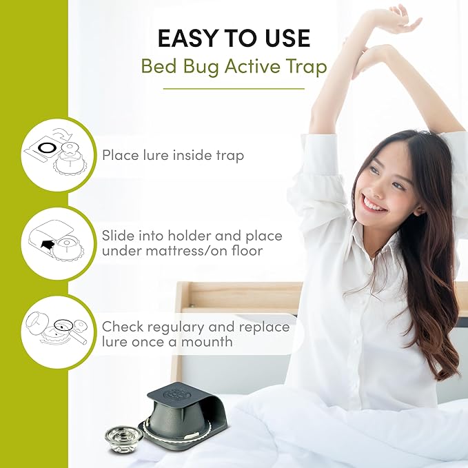 Scout Bed Bug Detection Trap – Non-Toxic Early Monitoring Solution with Patented Pheromone Technology, Includes 4 Bed Bug Detection Traps, Replaceable Lures and User Guide