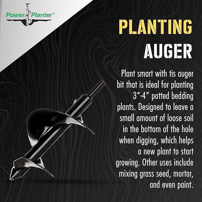 Power Planter Bulb Auger & Bedding Plant Tool - 3"x7" Garden Auger Drill Bit with 3/8" Non-Slip Hex Drive, Hand-Welded Planting Auger Gardening Drill, Earth Auger Digging Tools, Up to 6" Deep (Lime)