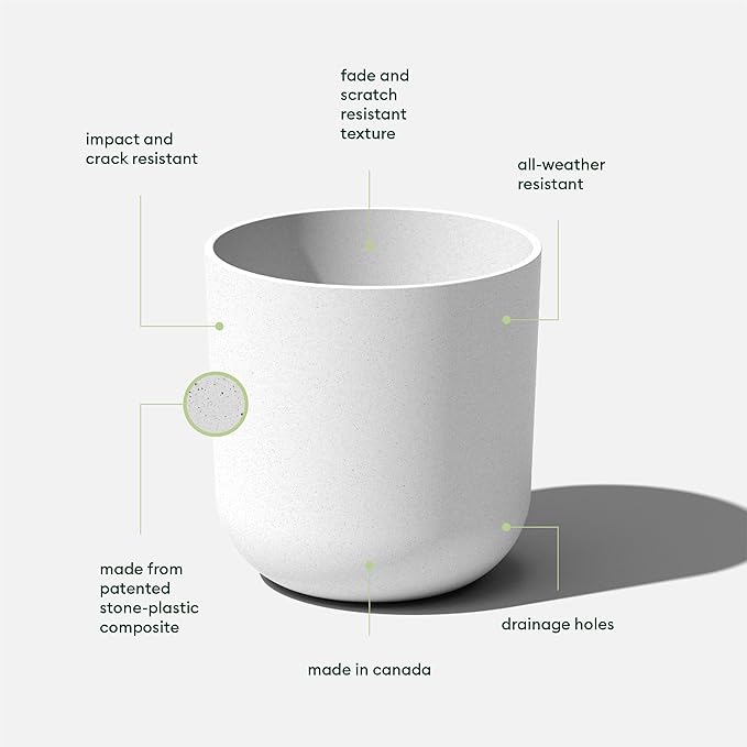 Veradek Round Lima Plastic Planter Pots for Indoor/Outdoor Garden Use, White, Suitable for Small to Large Succulent Plants, Flowers, Modern Interior Plants