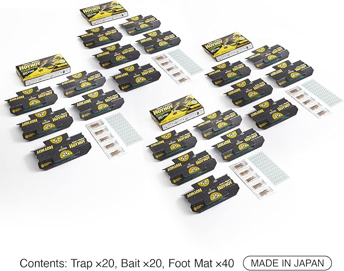 HOY HOY Trap A Roach - 20 Traps [4 Pack] Baited Glue Traps, Great for Home with Kids & Pets Indoor, Sticky Pest Control Trap, Roach Killer, Made in Japan