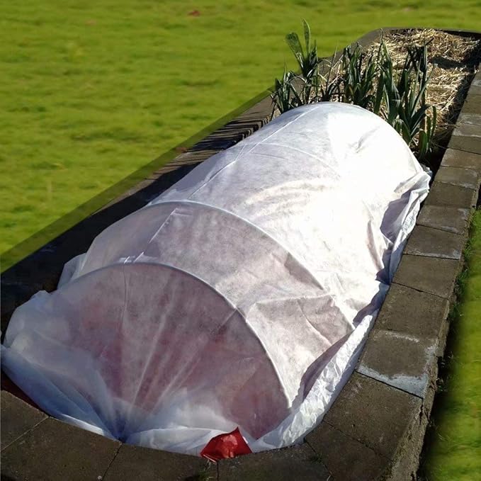 Agfabric Plant Covers Freeze Protection 10'x50' 0.9oz Frost Blankets for Plants Drawstring Bags Shrub Jacket Warm Protection,White
