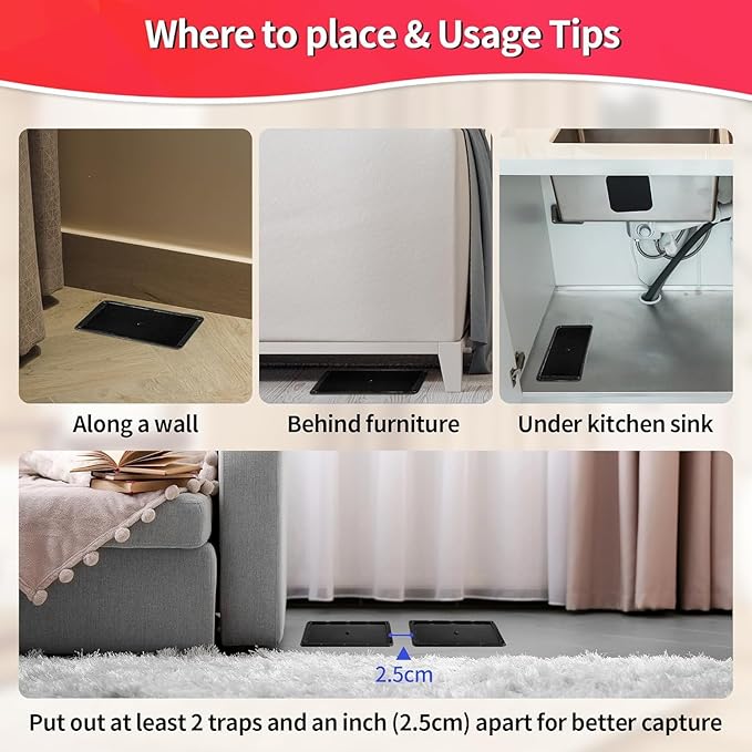 LULUCATCH Glue Mouse Traps Indoor for Home 18 Pack, Pre-Baited Sticky Plastic Glue Boards for House, Snake, Lizard, Insect, Mice, Rats & Spider Traps, Pet Safe Pest Control