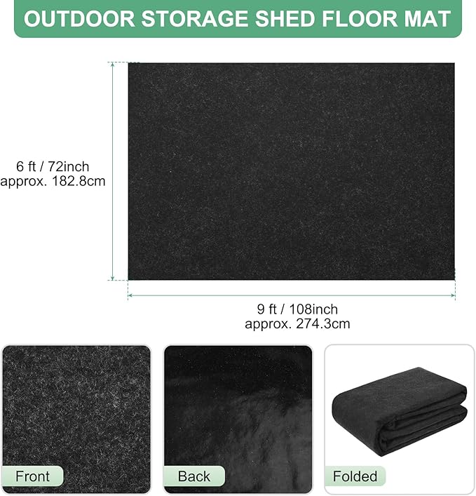 Outdoor Storage Shed Mat, 6x9 FT Waterproof Small Shed Flooring Mat for Patio Furniture Floor Protecting from Wear/Liquid/Dust/Oil, Non-Slip Carport Pad [Grey]