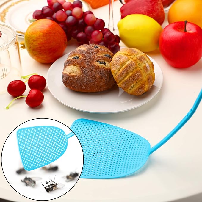 Boao 20 Pcs Fly Swatter Bulk Plastic Colorful Strong Flexible Manual Fly Swat Set Long Handle Durable Bug Swatter for Indoor and Outdoor