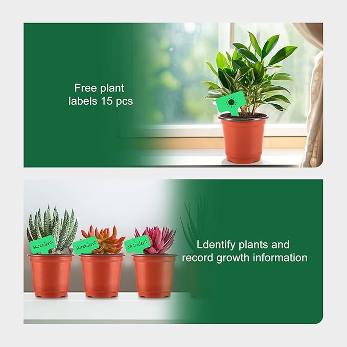 GROWNEER 60 Pcs 4'' Plastic Nursery Pots with 15 Plant Labels, Seedling Starter Containers for Flower Growing and Indoor Outdoor Garden Transplanting