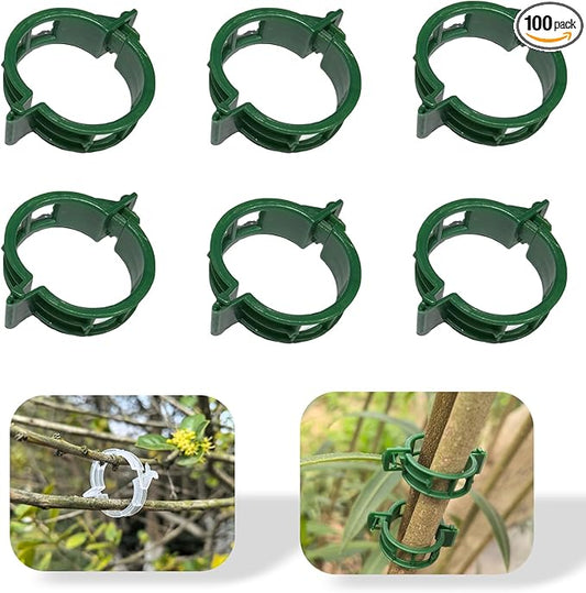 Safety Plastic fixed Clamp, Reusable Garden Support Clips for Climbing Plants, Plastic Trellis Clips for Fixing Tomato, Grape Vine, and Vegetable Plants (100, GREEN)