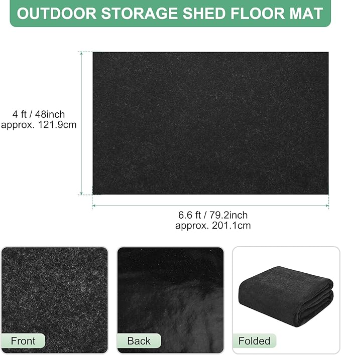 Outdoor Storage Shed Mat, 4x6.6 FT Waterproof Small Shed Flooring Mat for Patio Furniture Floor Protecting from Wear/Liquid/Dust/Oil, Non-Slip Carport Pad [Grey]