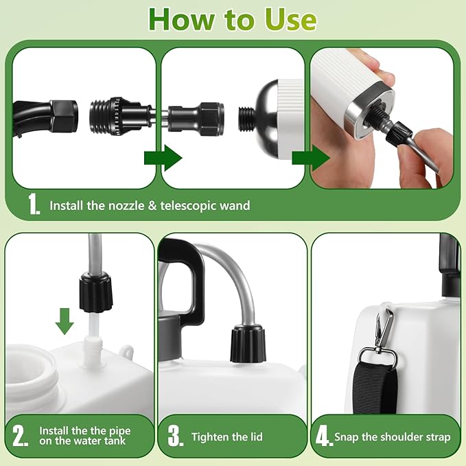 Electric Sprayer, Battery Powered Sprayer 6L/1.6 Gallon, with 3-Adjustable Nozzles, Retractable Wand, Rechargeable Handle & Adjustable Shoulder Strap, Suitable for Garden, Lawn & Cleaning.