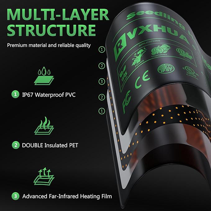 Adjustable Seedling Heat Mat with Temperature Controller, Waterproof Plant Heating Pad Seed Starter Warming Mat for Rapid Seed Germination - 10 x 20.75Inch