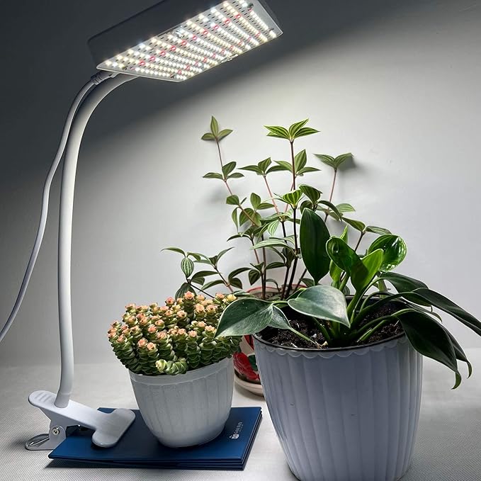 Clip Grow Light LED Full Spectrum UV IR, 25 Watt Veg Seed Starting Seedlings Bonsai Houseplant Plant Light, 2000 Lumen Brightest Grow Lights for Indoor Plants