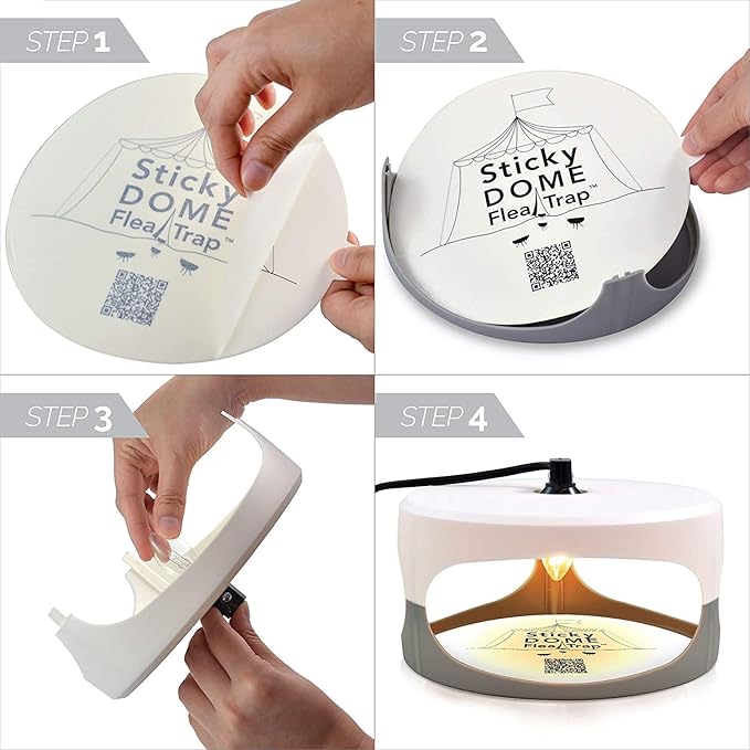 ASPECTEK - Trapest Sticky Dome Flea Bed Bug Trap and 2 Glue Discs. Odorless Cleaner and Flea Killer Trap Pad
