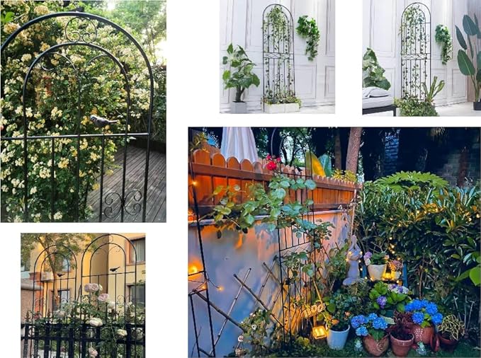 2 Pack 70.8" H x 19.7" W Metal Garden Trellis with Black Coating, Wire Lattice Grid Panel for Climbing Plants Outdoor Roses Vine Cucumbers Vegetables Flower Support