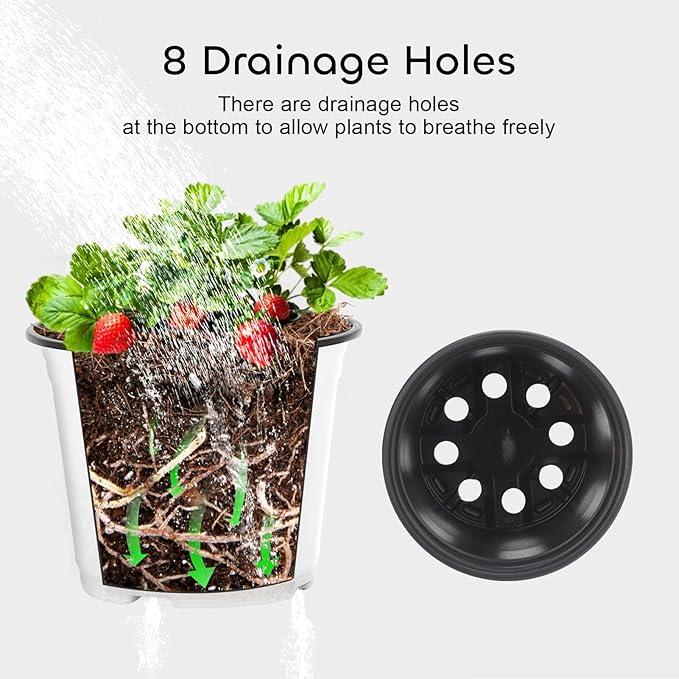 GROWNEER 120 Pack 4 Inch White Nursery Pots with Drainage Holes and 15 Plant Labels, Thick Plastic Seed Starter Kit for Indoor Outdoor Flower Planting and Garden Transplanting Seedling Planter