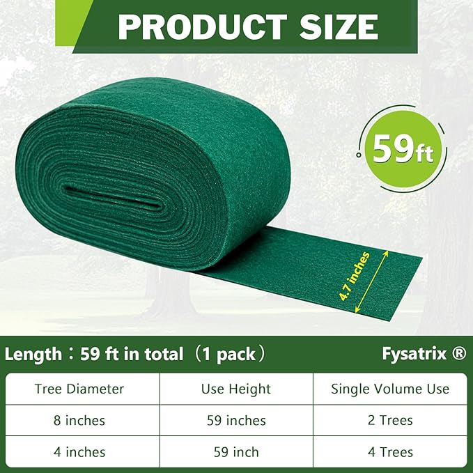 59Ft Tree Wrap(1 Pack), 3-Layer Design,4.7 Inch Width,Trunk Protector - Breathable Sunscreen Wrap for Damaged Bark & Heat Preservation - Easy to Handle & Stylish Design
