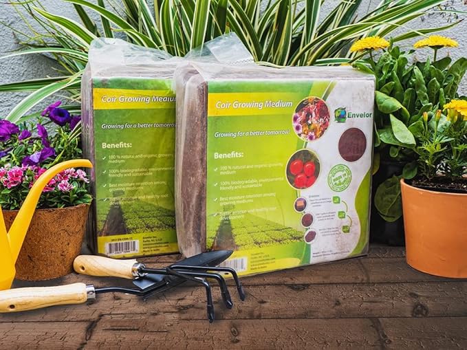Coco Coir for Plants 2-Pack – 2.6 Cu. Ft. Compressed Coconut Coir Bricks, 10 lb. Organic, Low EC, pH Balanced Coco Peat for Indoor & Outdoor Gardening, Potting Soil, Indoor Plant Soil