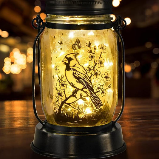 Cardinal Gifts for Women/Men Cardinal Solar Lanterns Mom Grandma Birthday Present Lantern Memorial Lights Solar Garden Decoration Outside for Yard, Patio,Backyard,Porch Torches