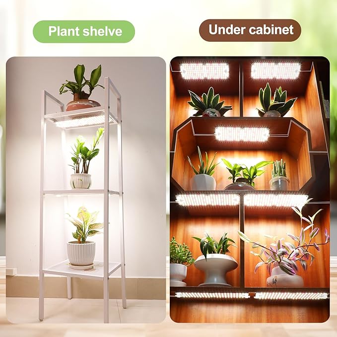 6Pack 2025 Ultra-Thin Panel Grow Lights for Seed Starting, Vegetables, Greenhouse & Under Cabinet & Shelf Plants with Timer 4/8/12H, Free Connect Full Spectrum Indoor LED Plant Growing Lamps