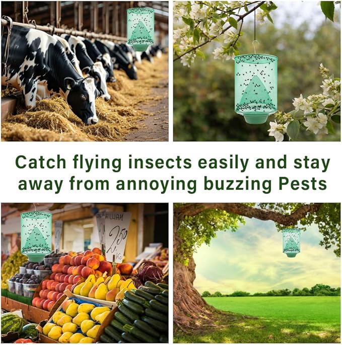 Fly Trap Indoor and Outdoor, 8 Pack Reusable Hanging Fly Killer, Pest Control, Fly Traps for Ranch,Family Farms, Park, Restaurants