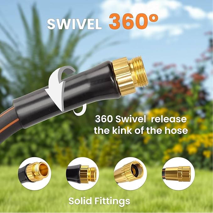 Giraffe Tools Garden Hose 6ft x 5/8", Short Water Hose Heavy Duty, Lightweight, Flexible Hybrid Hose with Swivel Handle, Male to Female Fittings