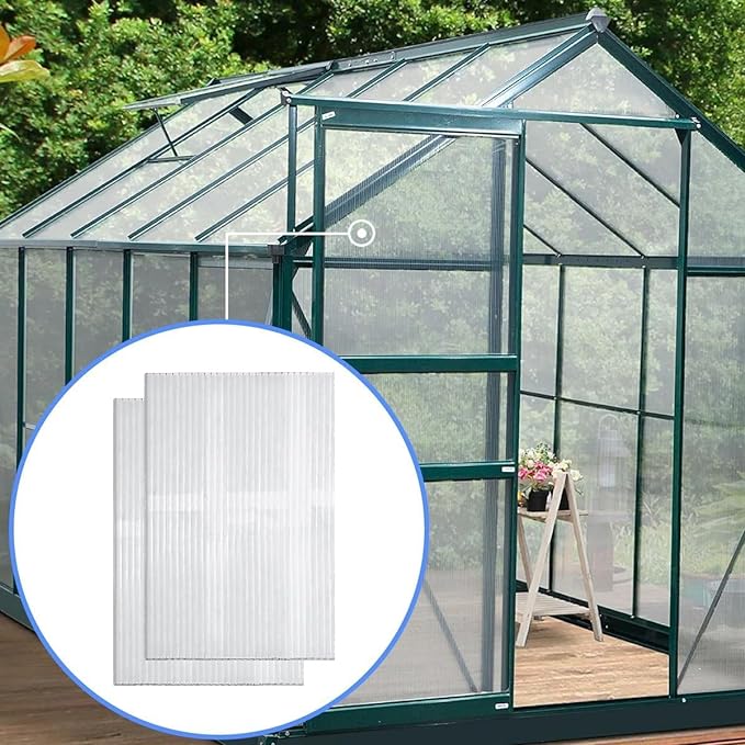 18 Pcs Polycarbonate Greenhouse Panels, 4' x 2' x 0.16'' Twin-Wall Panels, Polycarbonate Sheet for All Weather Outdoor Garden and Greenhouse Covering