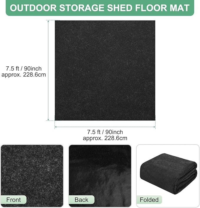 Outdoor Storage Shed Mat, 7.5x7.5 FT Waterproof Small Shed Flooring Mat for Patio Furniture Floor Protecting from Wear/Liquid/Dust/Oil, Non-Slip Carport Pad [Grey]