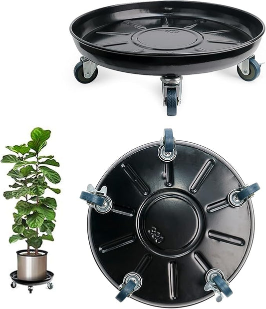 Heavy-Duty Plant Caddy with Wheels 16 Inch, 360° Lockable Caster,Outdoor Rolling Plant Dolly That is Not Easily Rusted, Indoor Metal Plant Cart with Rollers, Plant Pot Trolley, Black 2Pack