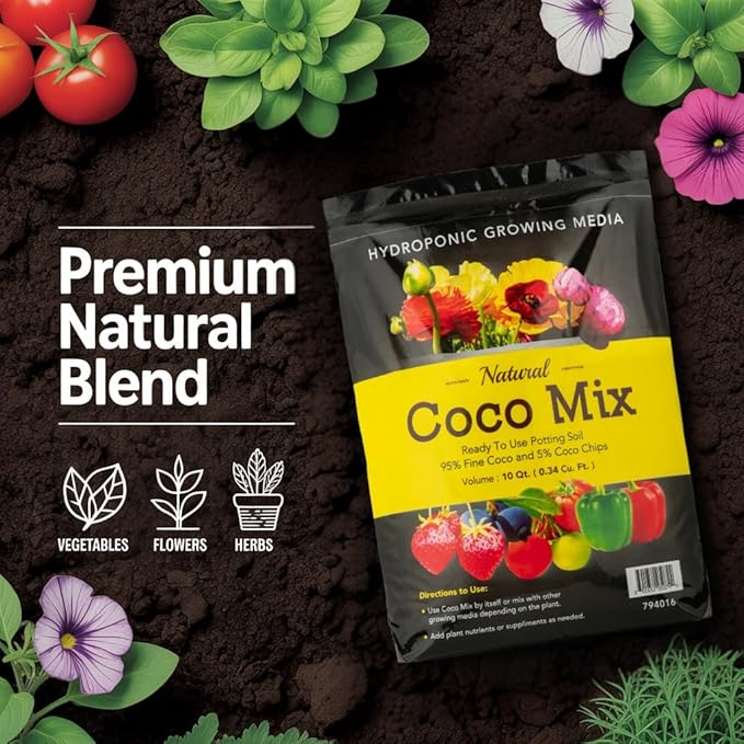 Potting Soil Mix 2-Pack - 10 Quarts Envelor Indoor Plants Soil for Outdoor Plants 0.34 Cubic Feet Potting Mix Hydrated Coco Coir Mix for Plants Ready to Use Natural Plant Top Soil