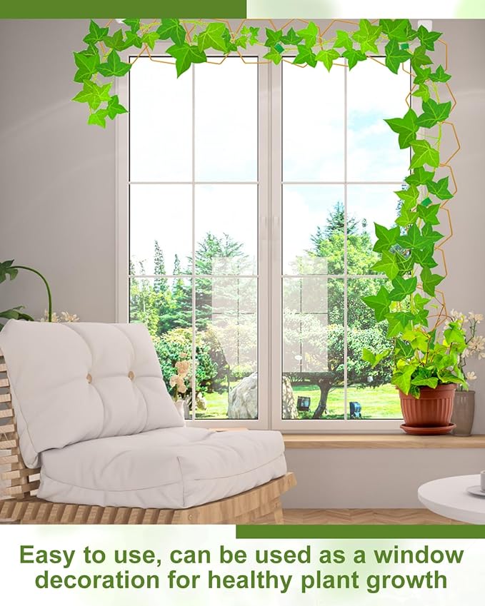 18 Pcs Chain Trellis for Climbing Plants, Potted Houseplant Accessories for Hoya, Ivy, Monstera, 6-Corner DIY Wall Trellis Plant Support with Hooks and Ties Indoor Outdoor(Gold)