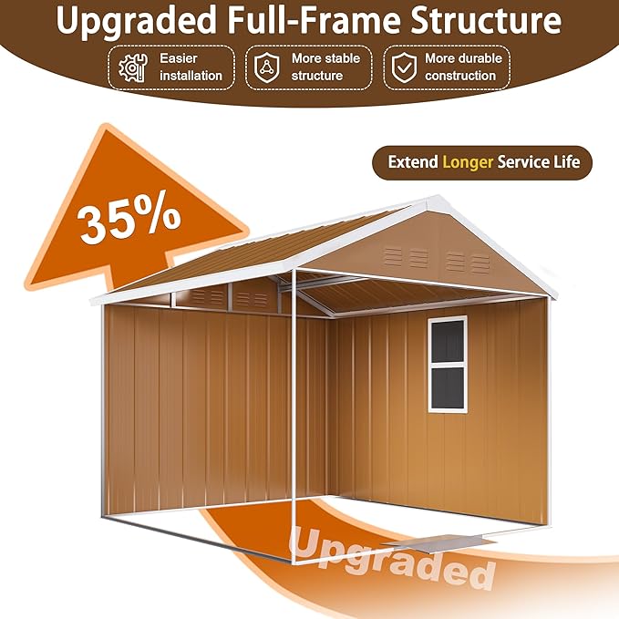 KEIKI 6X4 FT Heavy-Duty Outdoor Storage Shed, Metal Storage Shed with Windows, Lockable Door & Ventilation, Weatherproof Outdoor Garden Shed for Garden, Backyard, Patio, Lawn