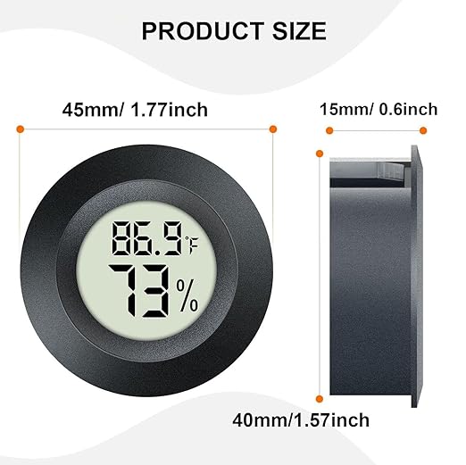 4 Pack Mini Digital Hygrometer Thermometer Gauge, Indoor Outdoor Temperature Humidity Meter for Greenhouse Humidors Incubators Reptile Terrarium Jars, Fahrenheit (℉) or Celsius(℃) (4)