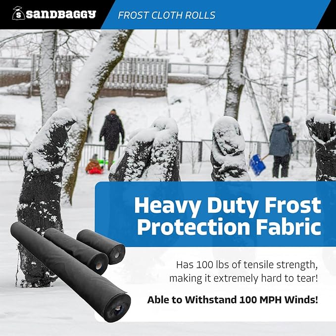 Sandbaggy Frost Cloth Rolls (10 ft x 100 ft) | Winter Cover for Shrubs, Trees, Gardens | Plant Blanket, Freeze Protection | Black, 4 oz Polypropylene (1 roll)