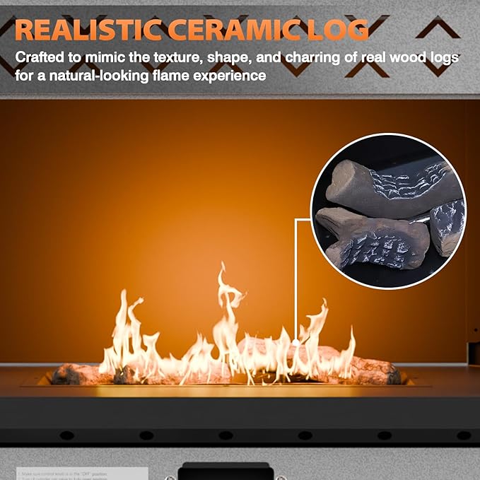 COOS BAY Outdoor Propane Fire Pit 50,000 BTU, Smokelss Gas Fireplace with Locking Mesh Doors and Tank Storage, Adjustable Flame Patio Heater for Deck, Backyard, Black/Gray