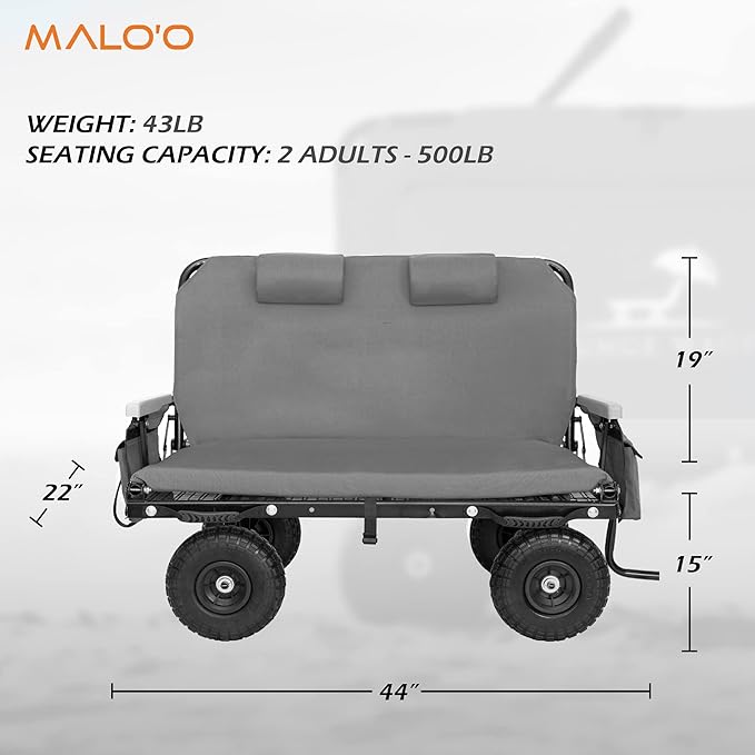 The Lounge Wagon – The Only Wagon That Converts into a 2-Person Chair - 3-in1 cart - Included Cargo net- Ultimate Beach Wagons– Beach Chairs for Adults – Sports Wagon(Umbrella Sold Separately)…