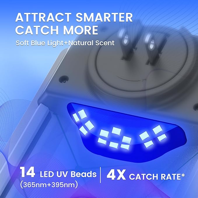 Fly Trap Indoor, 2025 Upgraded UV & Blue Light Flying Insect Trap, Plug in Fly Killer & Indoor Bug Catcher for Gnats, House & Fruit Flies, Mosquito(1 Device & 5 Cartridges)