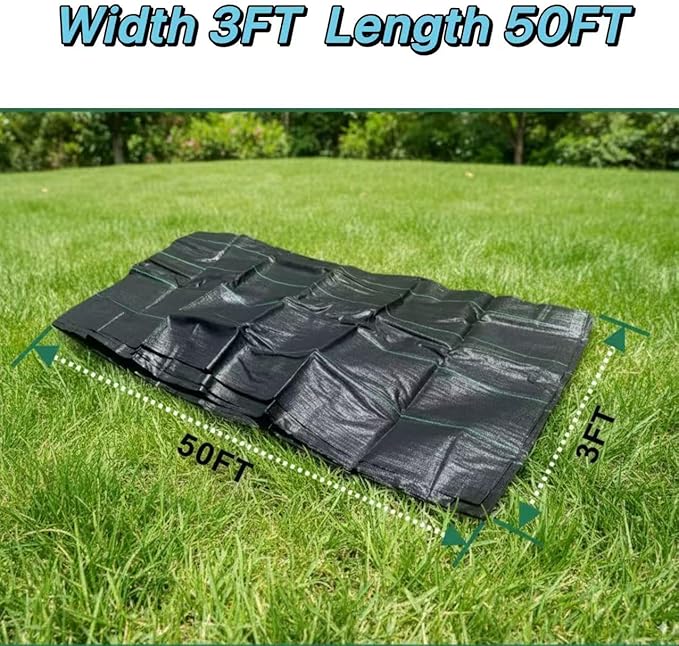 JKKGS Weed Barrier Landscape Fabric, 3FT x 50FT Heavy Duty Premium Durable Weed Block and Weed Control Ground Cover, Woven and Non-Woven Fabric Cloth for Gardening, Underlayment and Driveways
