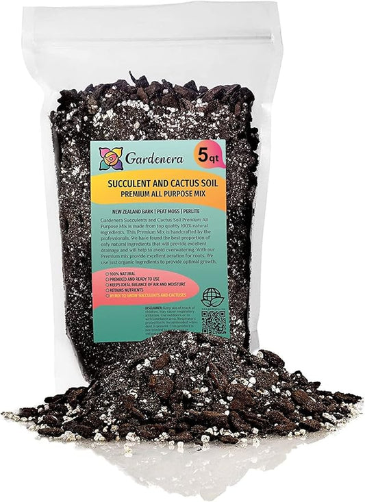 Professional Succulent Soil Premium All Purpose Blend | Pre-Mixed Ready to Use for Cactus and Succulents | Sphagnum Peat Moss, Perlite, New Zealand Pine Bark - Made in USA - 10 Quart