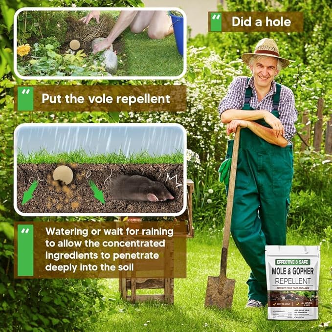 Mole Repellent, Gophers Repellent, Vole Repellant Outdoor, Armadillo Repellents Garden, Groundhog Repellant, Moles Deterrent for Lawn-10P