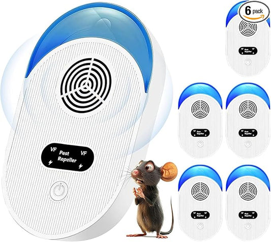 Ultrasonic Pest Repeller, 6Pcs Indoor Ultrasonic Repellent for Roach