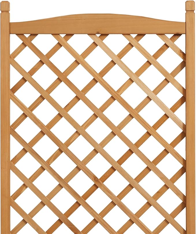 Casafield Set of Two 48" Raised Garden Bed with Trellis - Wooden Diamond Lattice for Climbing Plants and Planter Box with Drainage Holes and Wheels