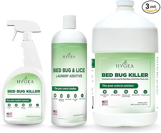 Combo Pack, Natural Formula, Child & Pet Friendly, Odorless, Includes Bed Bug Spray 24 Ounce, Refill 128 Ounce & Laundry Additive 32 Ounce