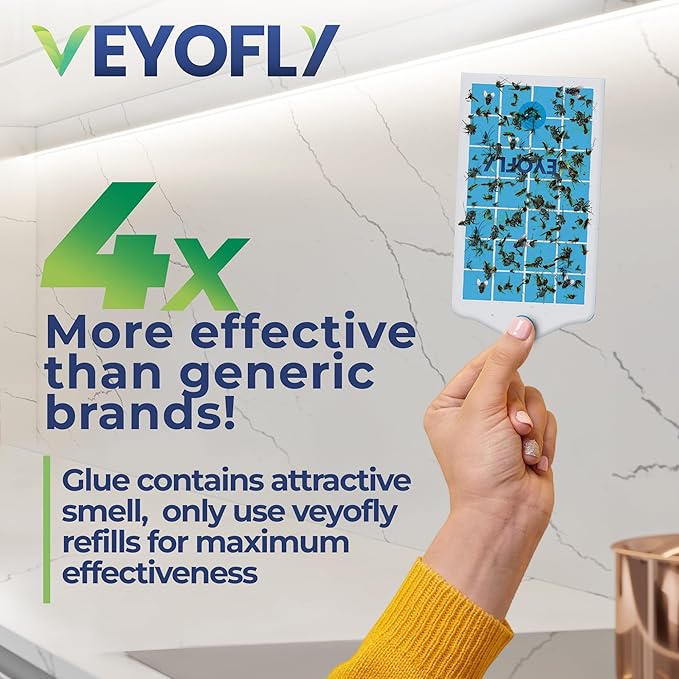 VEYOFLY Fruit Fly Traps for Indoors, Fly Trap Indoor, (2 Device + 6 Refills) Fly Catcher Indoor, Gnat Traps for House Indoor, Fly Trap, Plug in Light Flying Insect Trap, Bug Killer