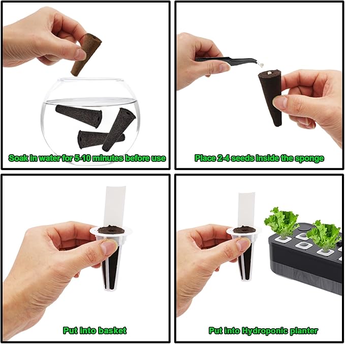 Hydroponic Grow Sponges 32 Pcs Seed Pods Replacement Root Growth Sponges Seedling Starter Sponges Kit Compatible with AeroGarden