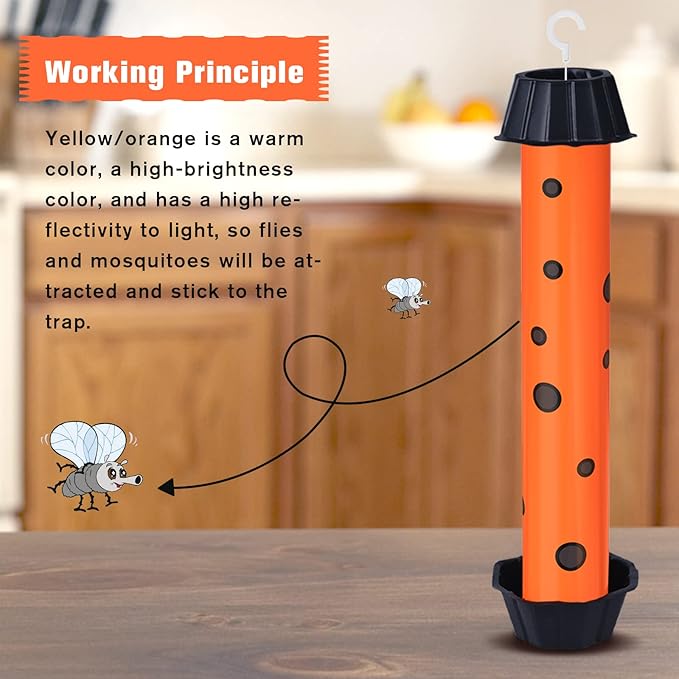 6 Pack Fly Trap Stick, Fly Traps Indoor for Home, Sticky Fly Trap Indoor/Outdoor, Flying Insect Catcher with Hanging Hook, Gnat, Mosquito, Flying Insect Killer