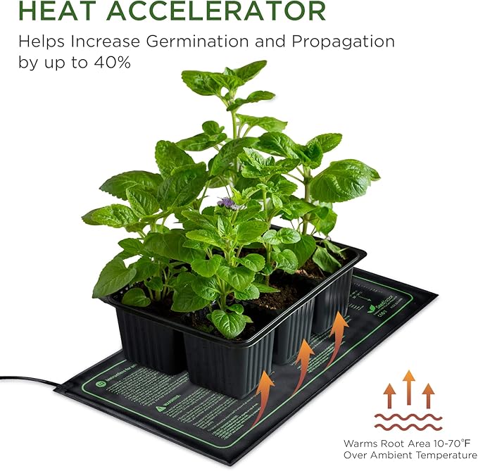 MET Certified Seedling Heat Mat, Seedfactor Adjustable Temperature Waterproof Durable Germination Station Heat Mat, Warm Hydroponic Heating Pad for Indoor Home Gardening Seed Starter