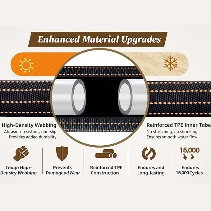 10FT Lightweight Garden Hose,Flexible Water Hose with Solid Brass Head,Kink-Free,Collapsible Hose,High Pressure Flat Water Hose for RV,Boat,Car Wash,Garden,Yard,Camper,Outdoor (OrangeBlack, 10 feet)