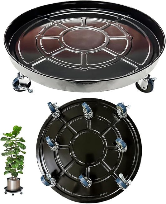 Heavy Duty Plant Caddy with Solid Rubber Wheels, Lockable, Increased Load Capacity, One-Minute Installation, Suitable for Indoor, Outdoor, Patio, Garden Settings, 20 Inches 2PACK, Black